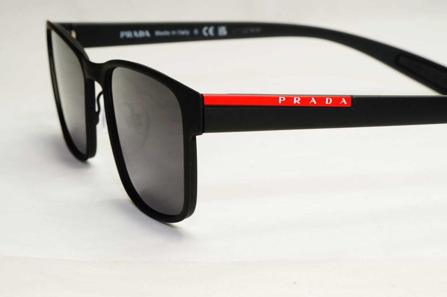 Prada Sunglasses Black Rectangle Square Rubber PS50GV VPS 50G DG0-1O1 53mm