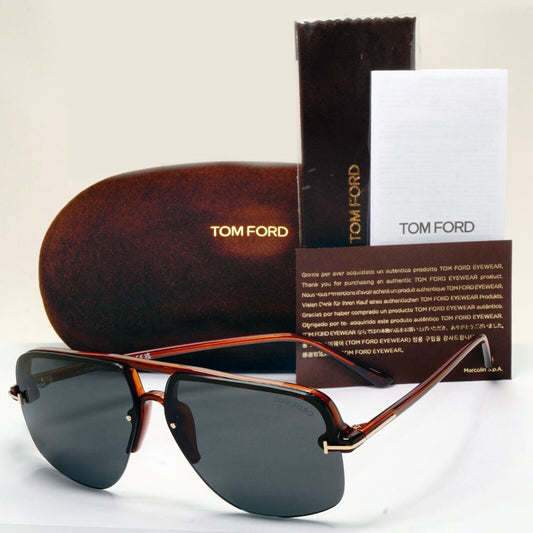 Tom Ford Sunglasses Hugo-02 Navigator Brown Dark Grey FT1003 TF 1003 45V 63mm