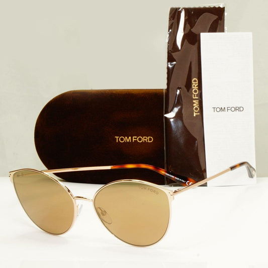 Authentic Tom Ford Womens Gold Brown Metal Sunglasses Zeila TF 654 28G