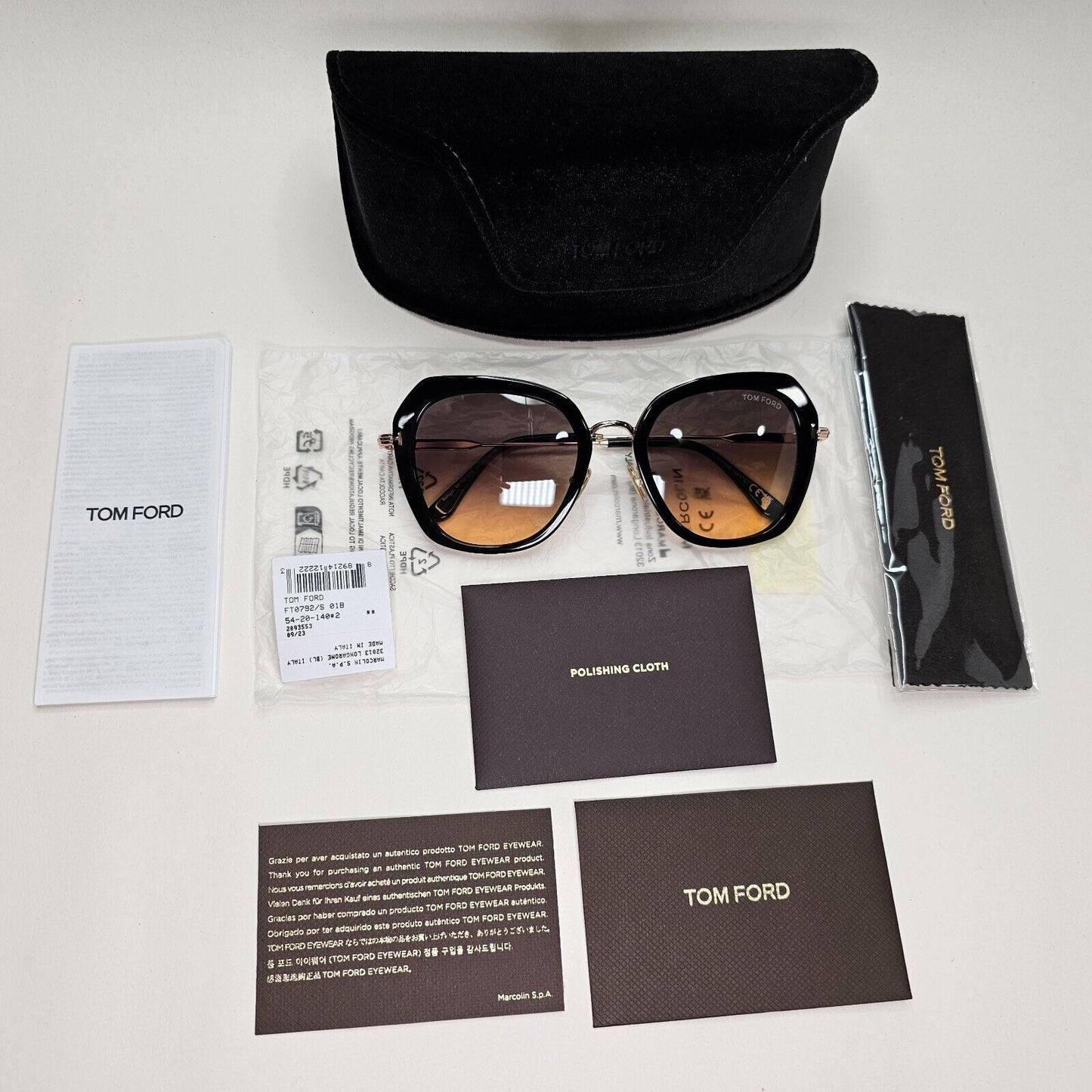 Tom Ford Sunglasses Kenyan Black Gold Brown Gradient FT0792 TF 792 01B 54mm