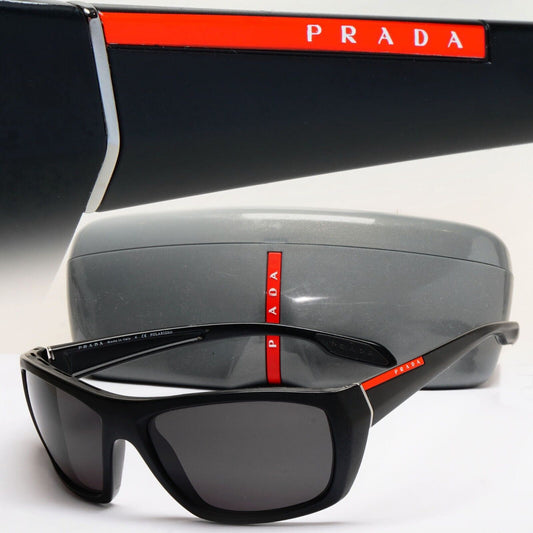 Prada Sunglasses Black Wrap Red Stripe PS06SS SPS 06S 1BO-5X1 231124