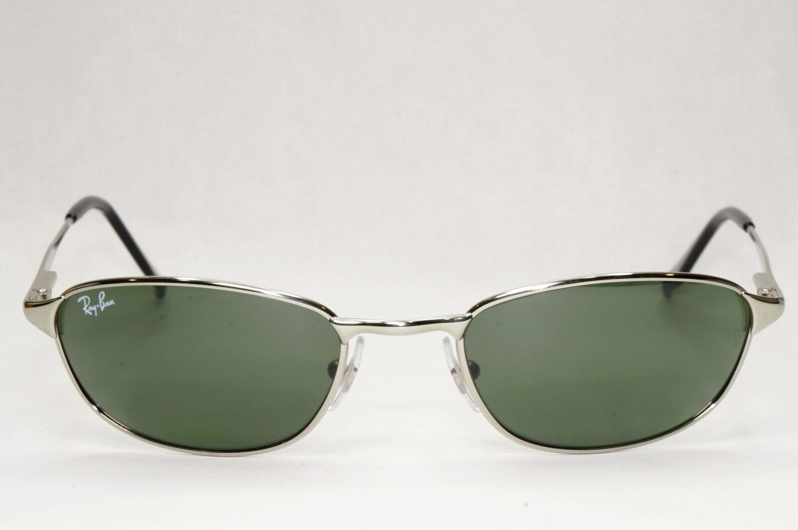 Ray-Ban Sunglasses Year 2004 Vintage Silver Green Grey Wrap Metal RB 3023 W2962