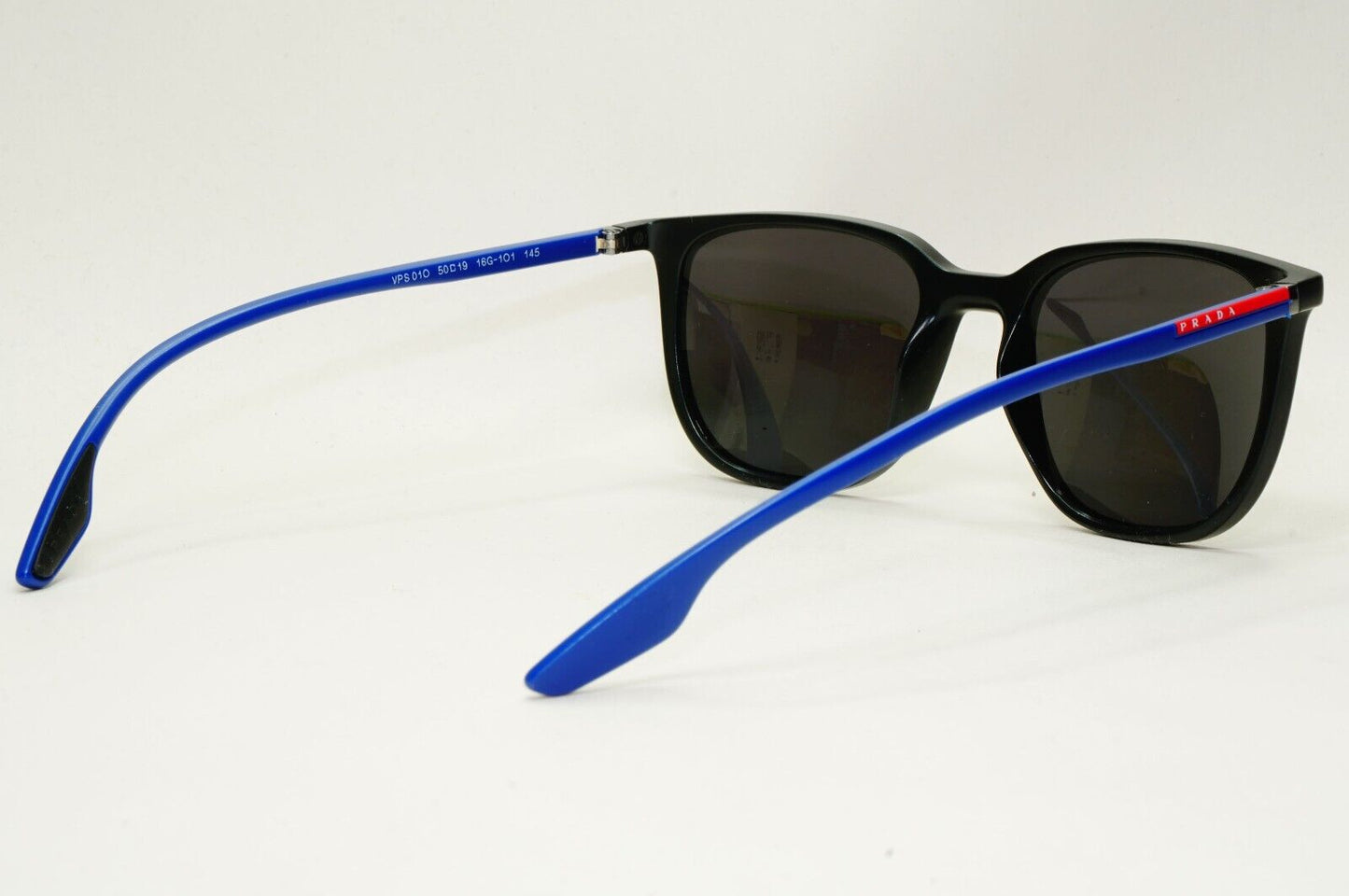 Prada Sunglasses Black Blue Matte Square Linea Rossa PS01OV VPS 01O 16G-1O1 50mm