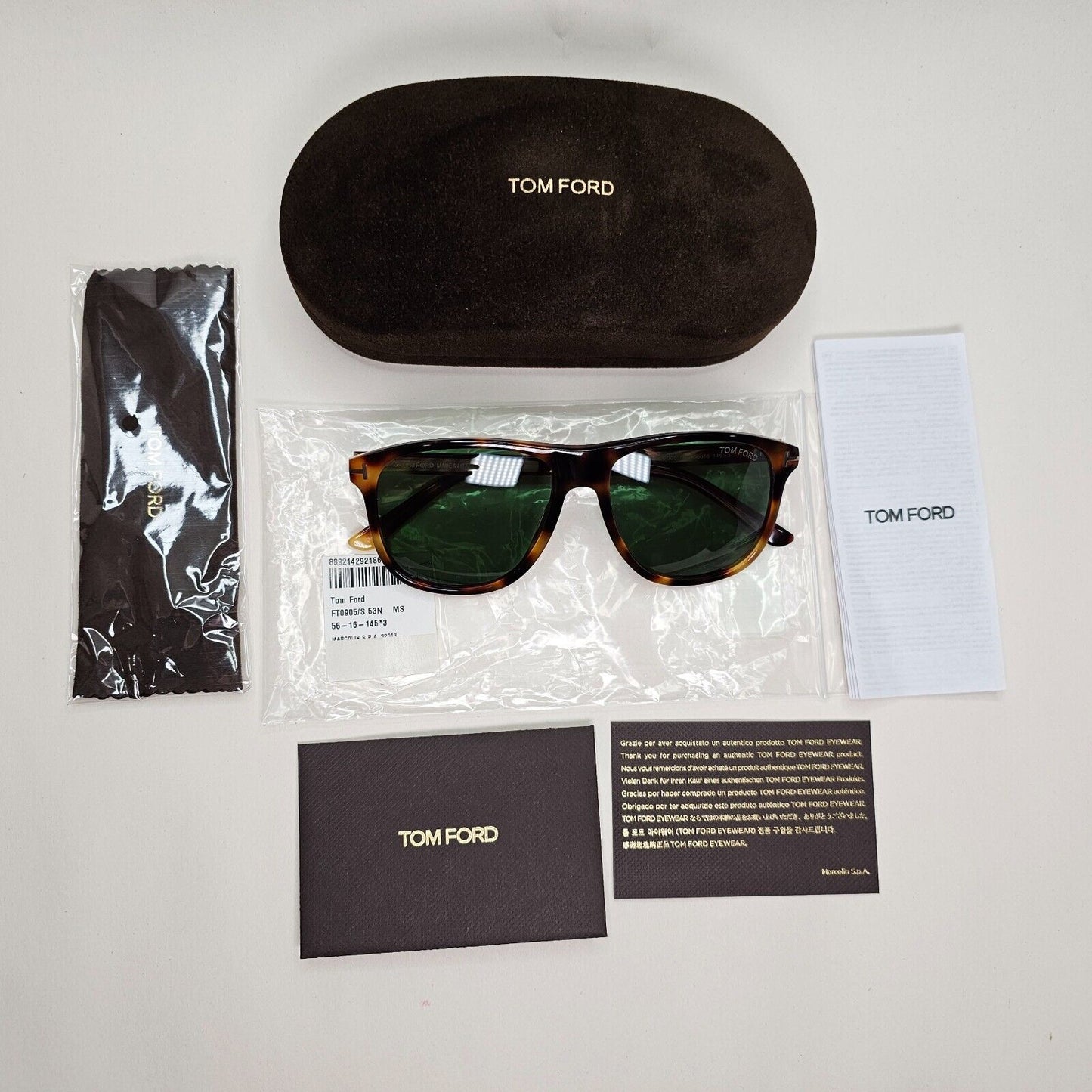 Tom Ford Sunglasses Joni Brown Havana Green Square FT0905 TF 905 53N 56mm