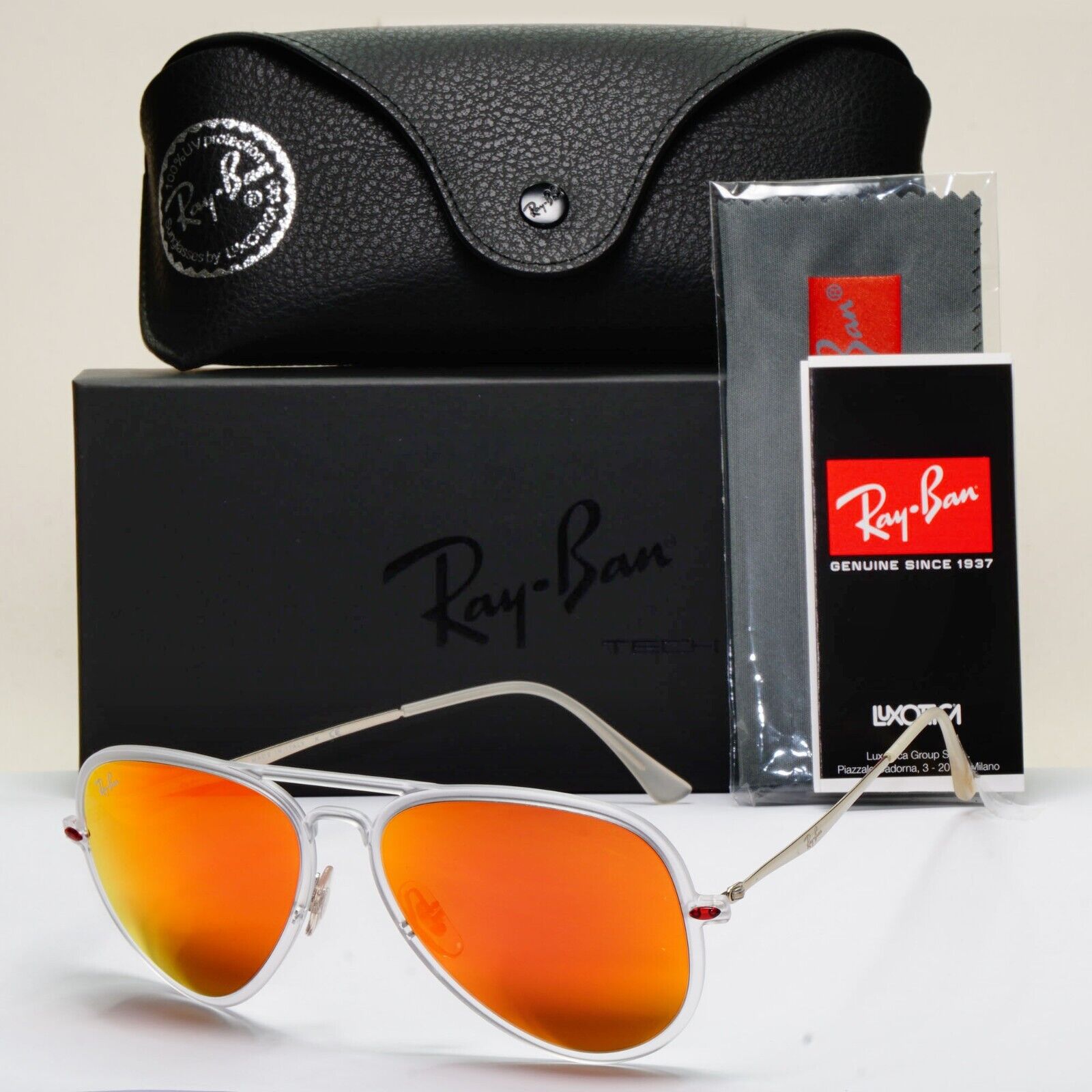 Ray-Ban Sunglasses 2015 Rare Aviator LightRay 2.0 Orange Mirror RB 4211 646/6Q