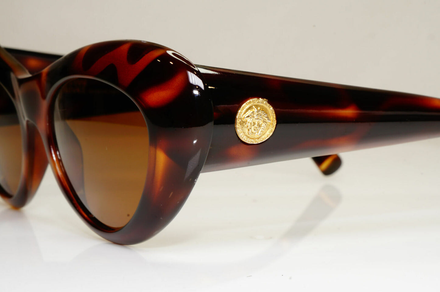 Gianni Versace 1993 Gold Medusa Sunglasses Brown Havana MOD 3S6 COL 900T0 29066