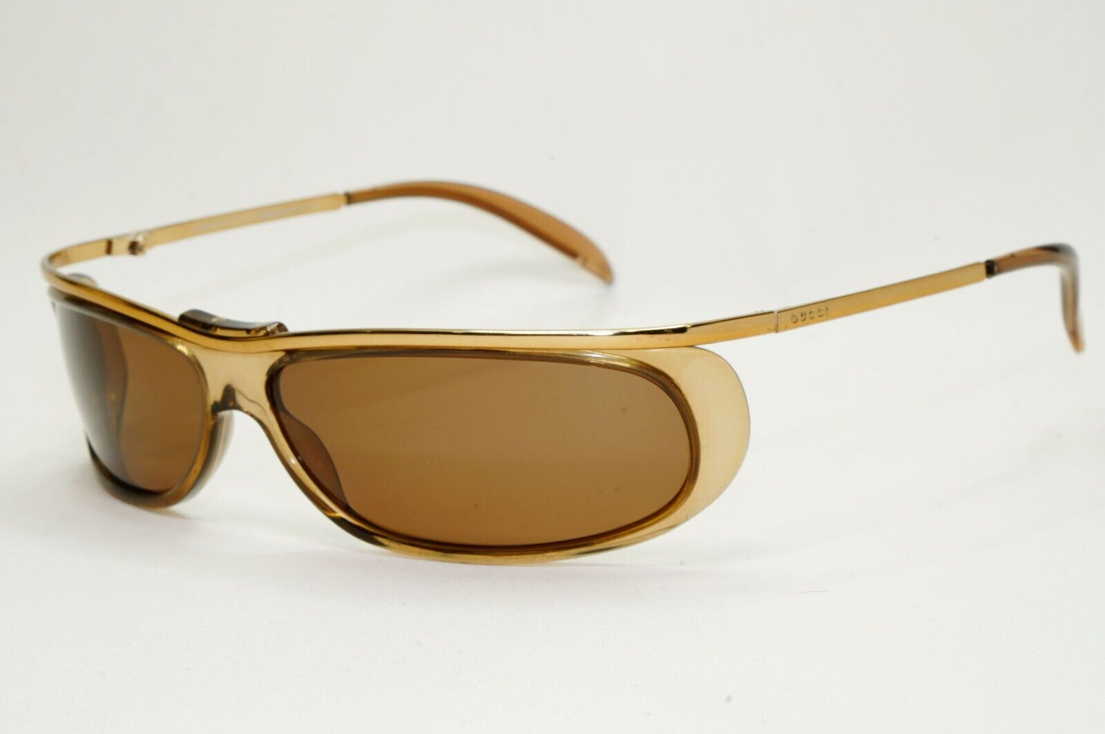 Gucci Sunglasses 1997 Vintage Wrap Gold Bronze Honey Brown GG 1423/S 438 011124