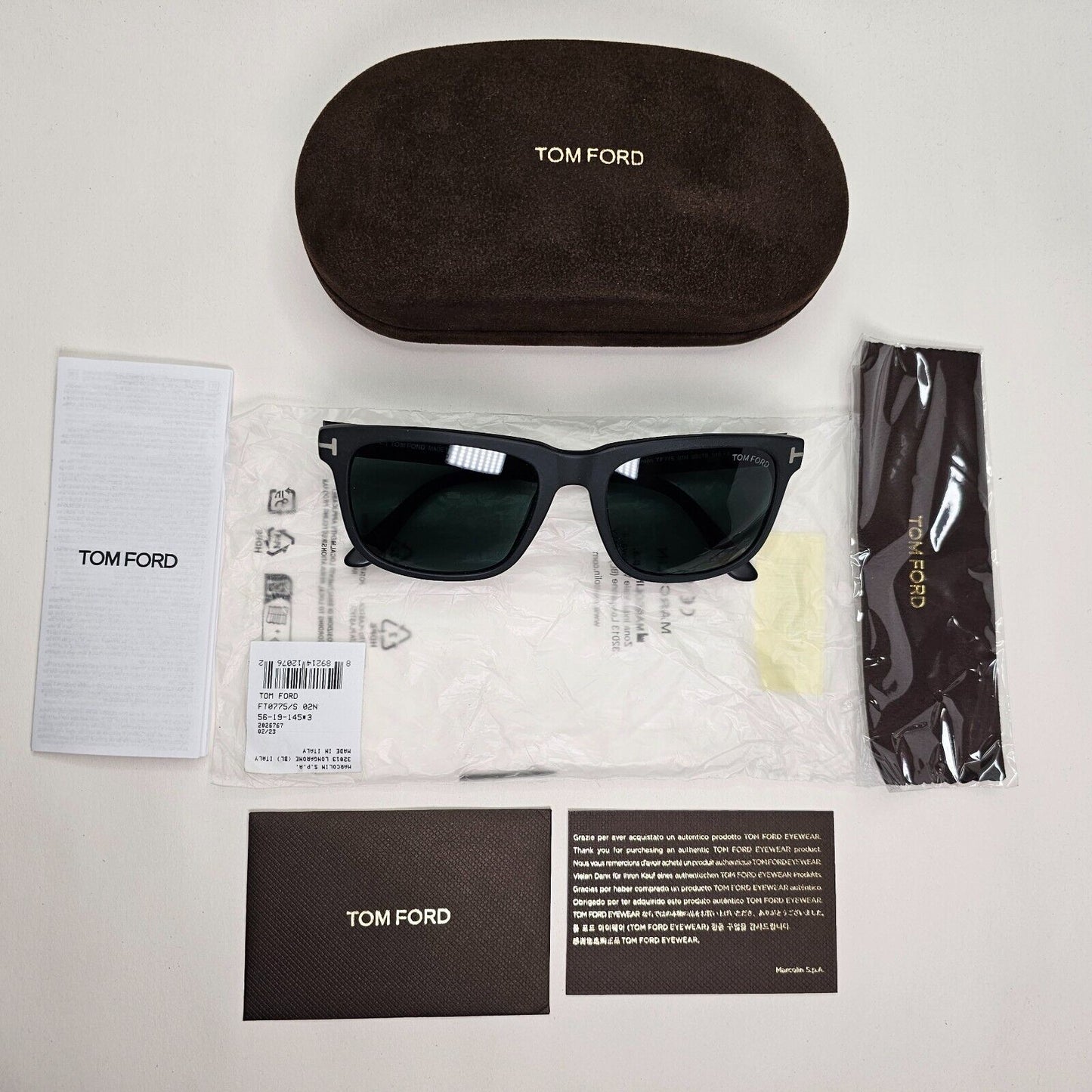 Tom Ford Sunglasses Stephenson Black Matte Green Square FT0775 TF 775 02N 56mm