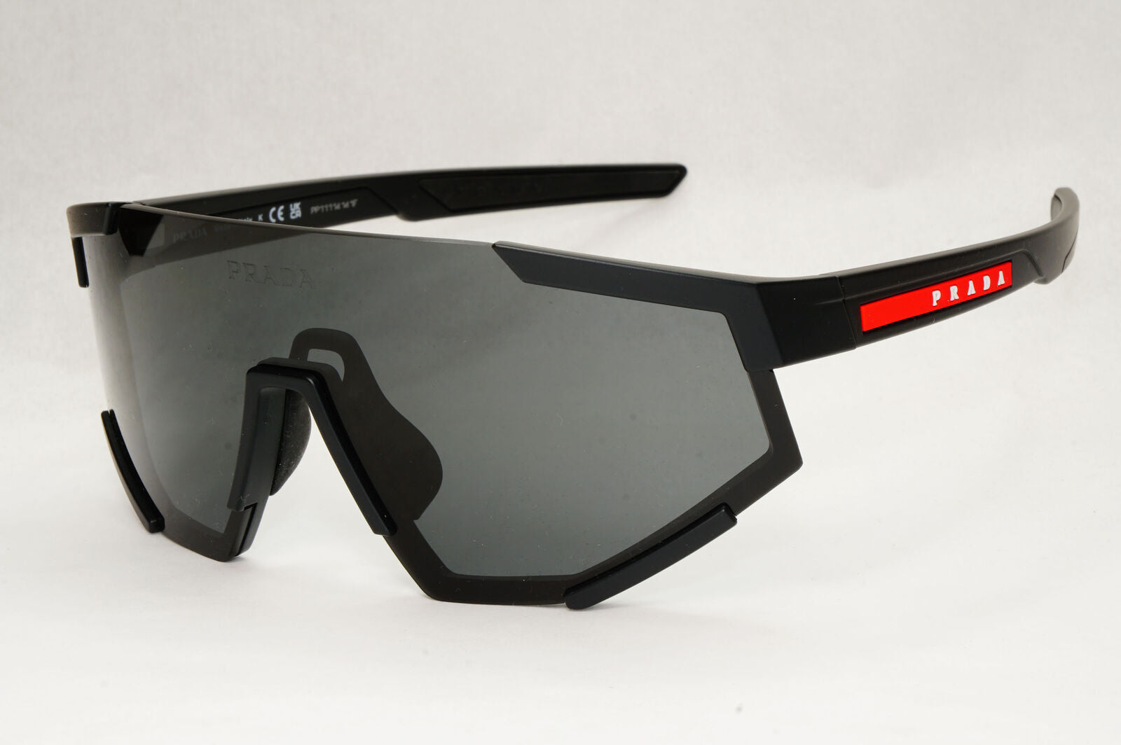 Prada Sunglasses Black Shield Visor Wrap Cycling Ski PS04WS SPS 04W DG0-06F