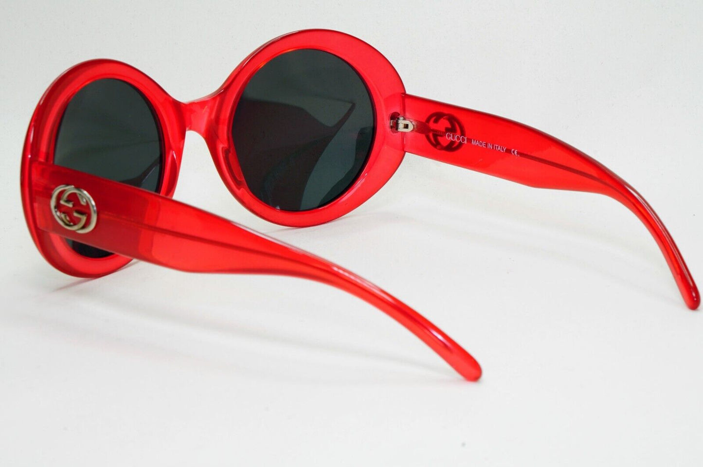 Gucci Sunglasses 1996 Vintage Red Black Round Large GG 2401/N/S XD6 291024