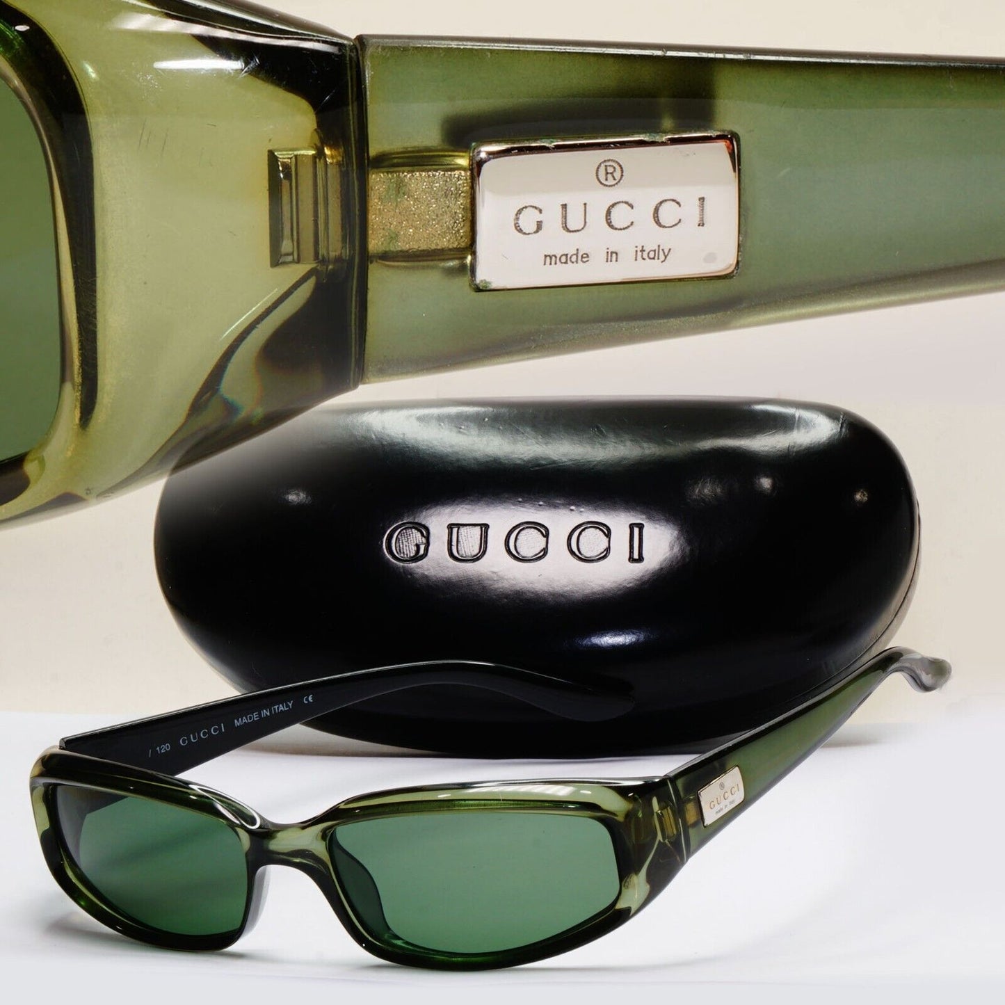 Gucci Sunglasses 1999 Vintage Green Transparent Rectangle GG 2454/S E6K 291024