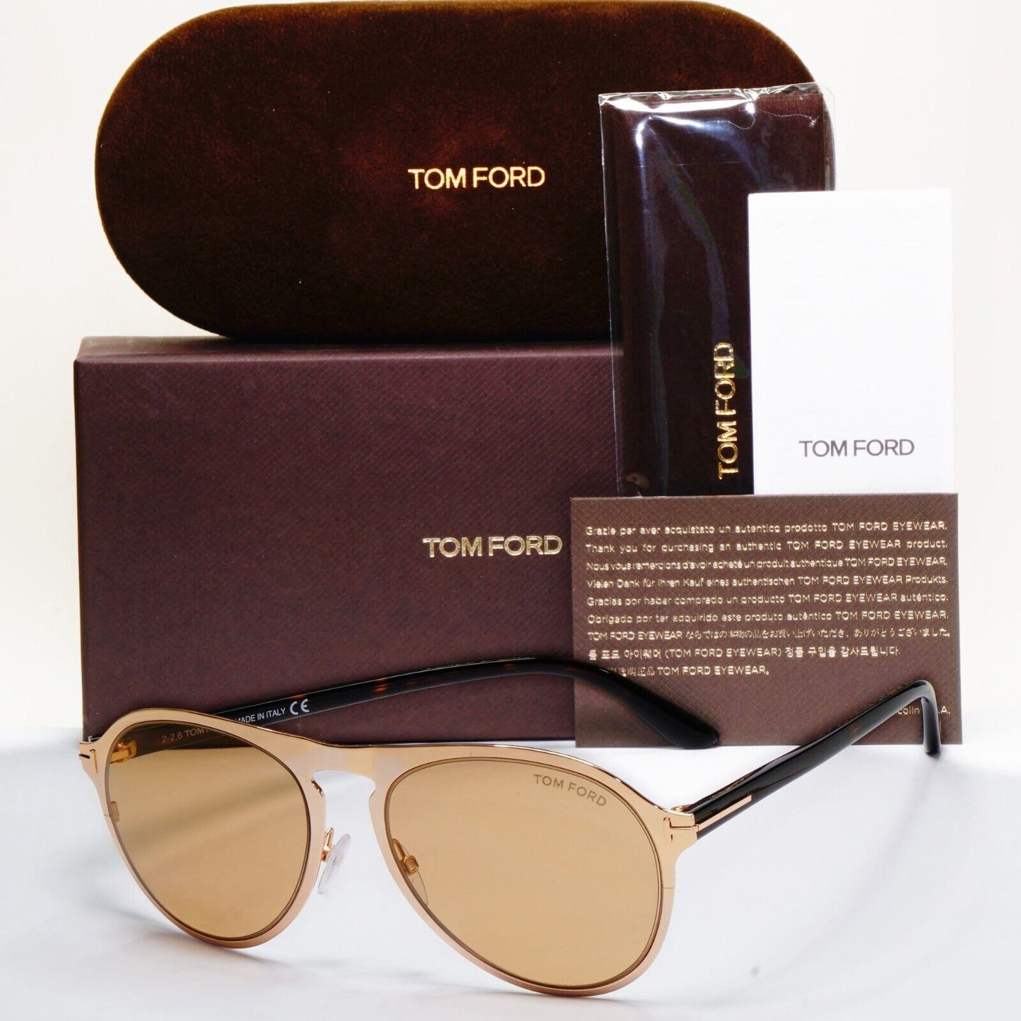 Tom Ford Sunglasses Bradburry Gold Mirror Brown Metal FT0525 TF 525 28E 56mm