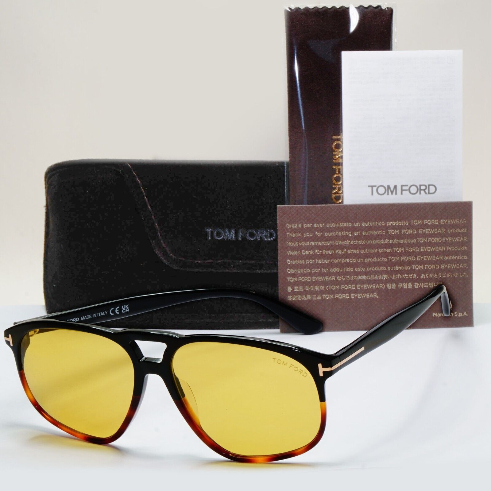 Tom Ford Sunglasses Pierre-02 Black Brown Square Havana FT1000 TF 1000 05E 58mm