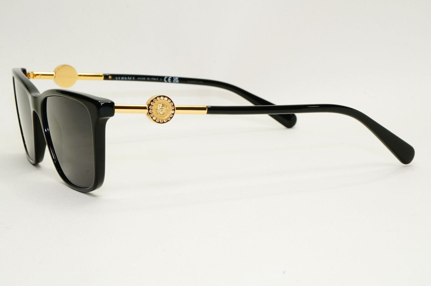 Versace Sunglasses Black Gold Medusa Square Glossy MOD VE 3299-B GB1 53mm