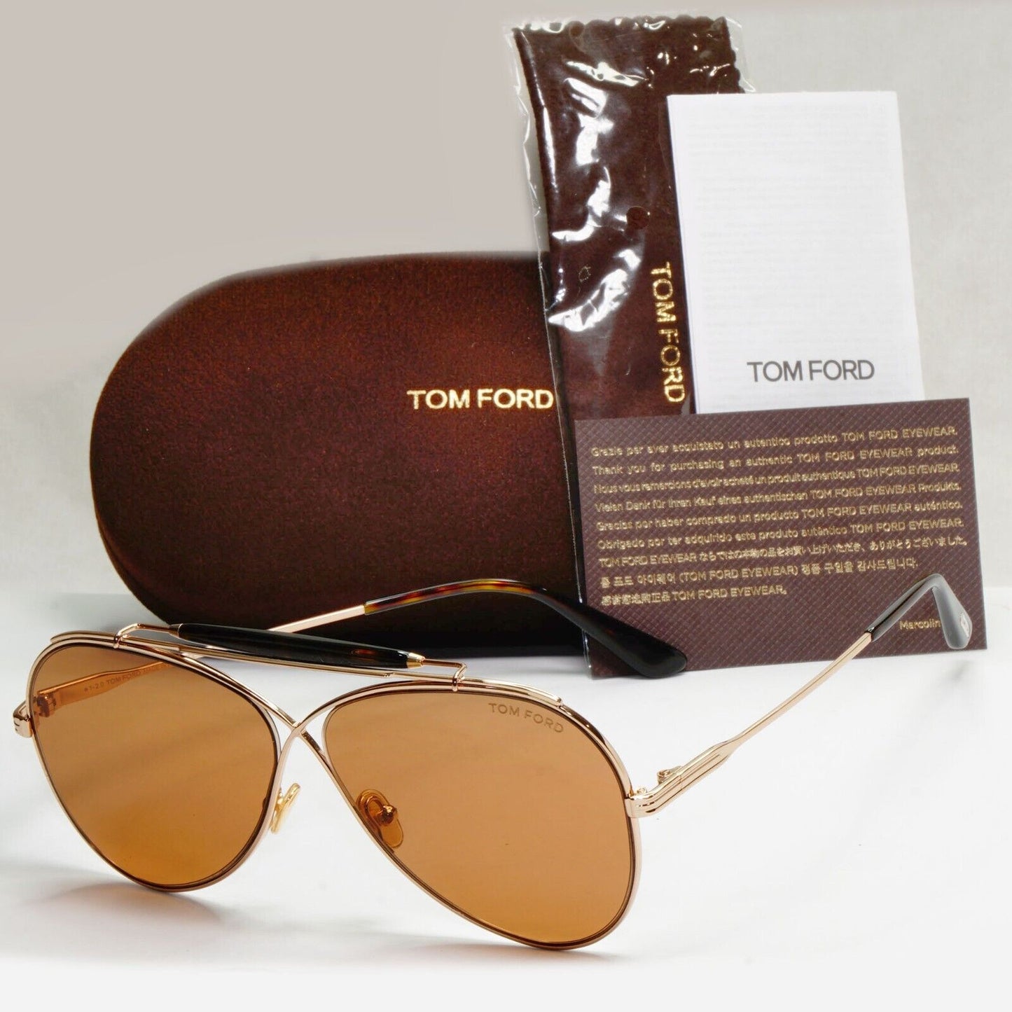 Tom Ford Sunglasses Holden Pilot Gold Brown Metal FT0818 TF 818 28E 60mm