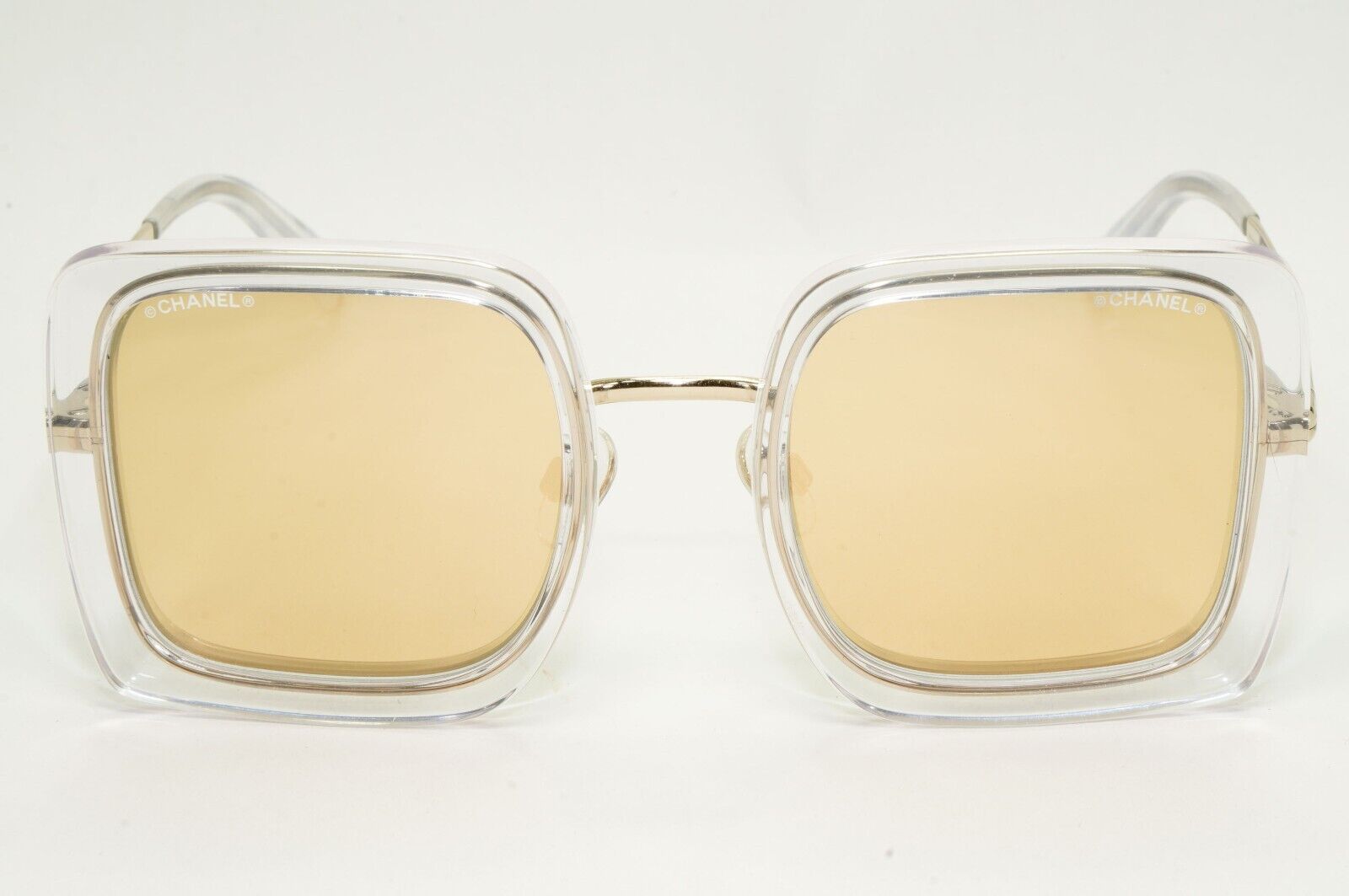 Chanel Sunglasses Square Gold Mirror Transparent Frame 4240 c.660/T6 50mm