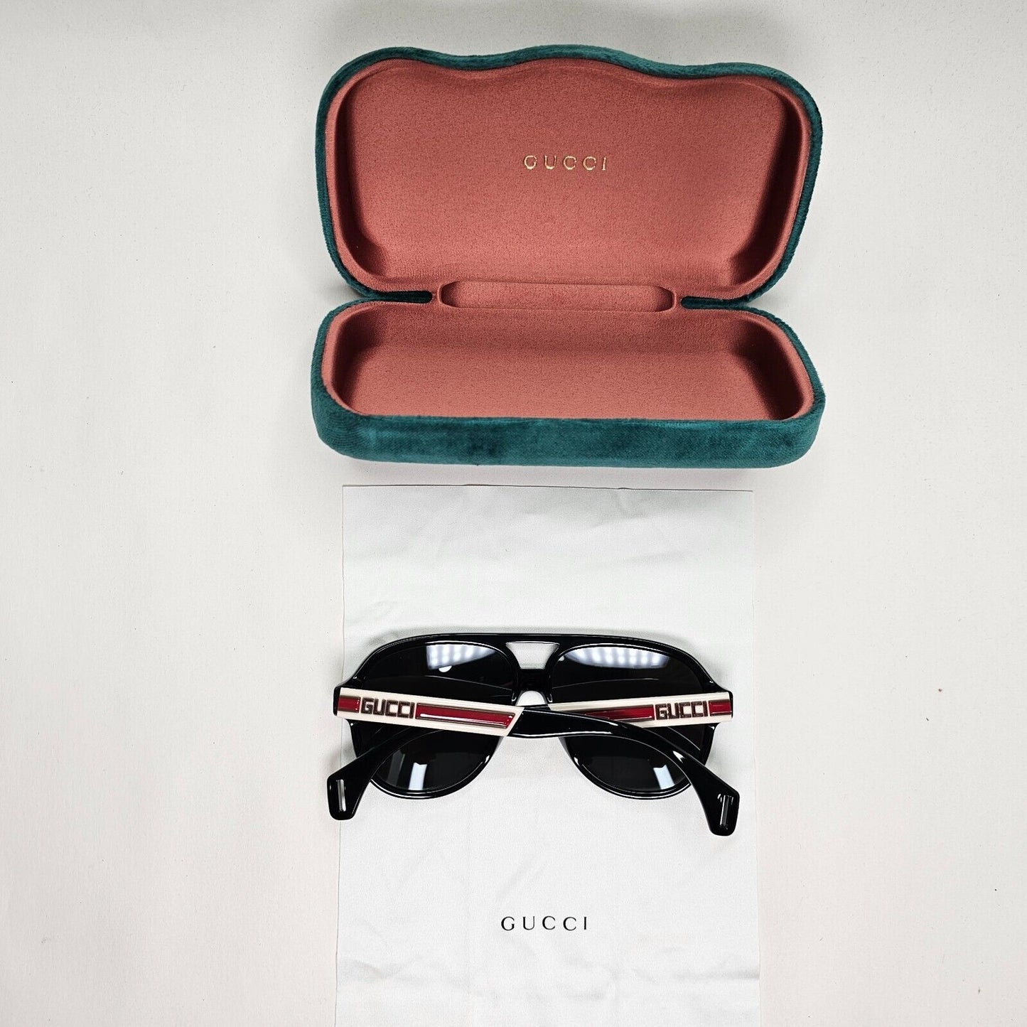 Gucci Sunglasses 2019 Black Polarised Pilot White Red GG 0463S 002 58mm 141024