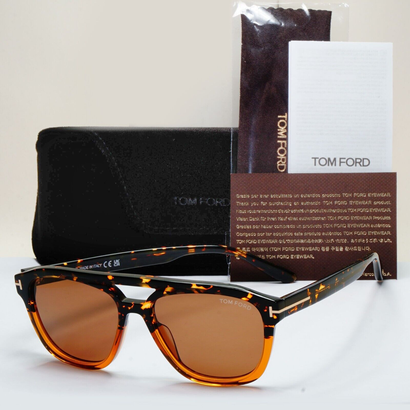 Tom Ford Sunglasses Gerrard Brown Honey Pilot Navigator FT0776 TF 776 56E 54mm