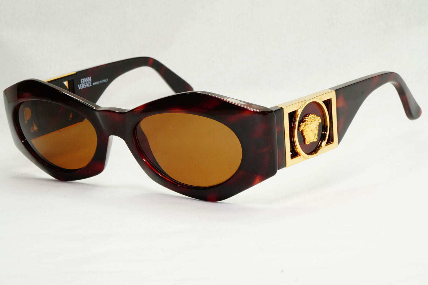 Gianni Versace Sunglasses 1996 Vintage Gold Brown Biggie MOD 422B COL 900 130124