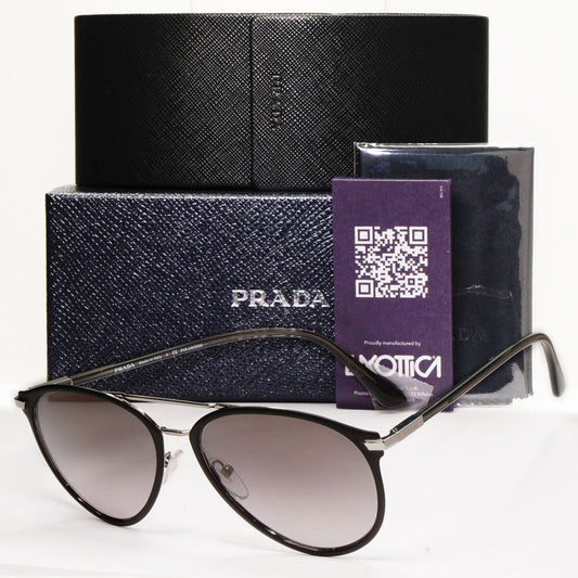 Prada Sunglasses Polarized Black Gunmetal Grey Glass Lens PR51WS SPR 51W 02G-09G