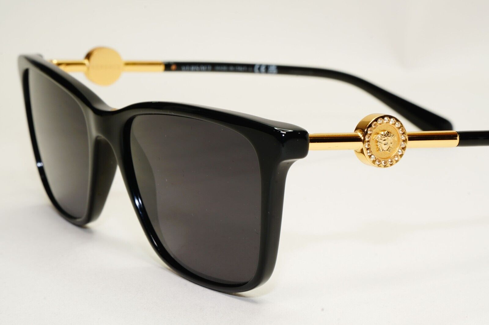 Versace Sunglasses Black Gold Medusa Square Glossy MOD VE 3299-B GB1 53mm