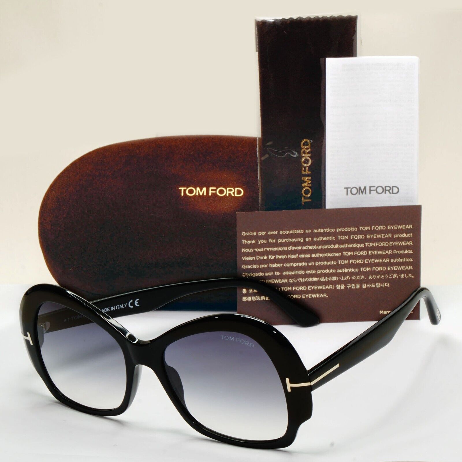 Tom Ford Sunglasses Zelda Black Glossy Grey Gradient Large FT0874 TF 874 01B