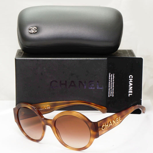 Chanel Gold Letters Sunglasses Round Tortoise Shell Brown 5410 c1660/S5 54mm