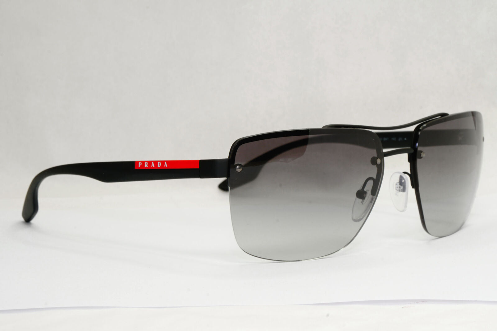 Prada Sunglasses Black Rimless Grey Gradient Square Rossa PS60US SPS 60U DG0-3M1