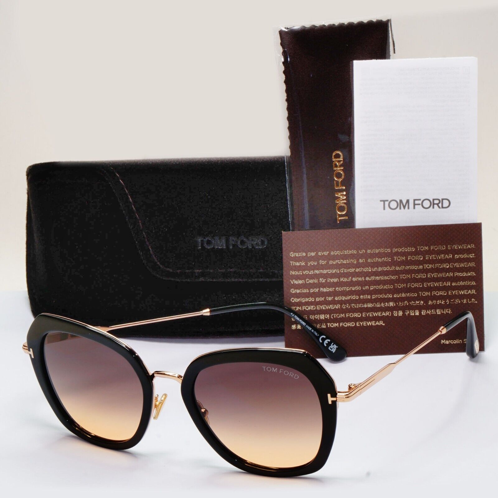 Tom Ford Sunglasses Kenyan Black Gold Brown Gradient FT0792 TF 792 01B 54mm