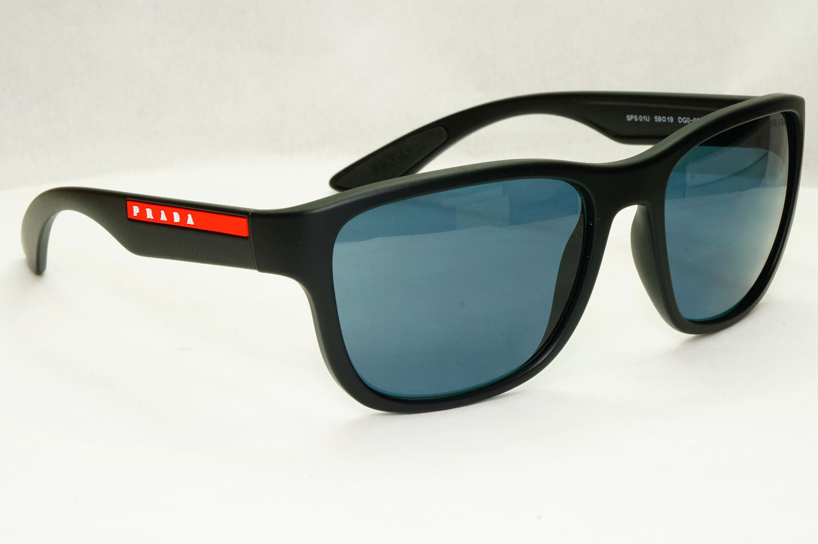 Prada Sunglasses Black Blue Tuning Rubber Square PS01US SPS 01U DG0-09R 59mm