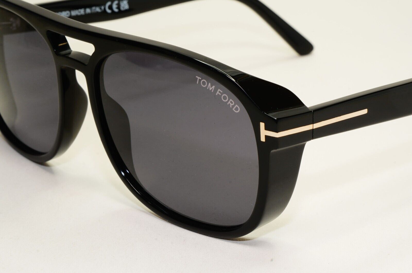 Tom Ford Sunglasses Black Glossy Pilot Gold Rosco FT1022 TF 1022 01A 58mm