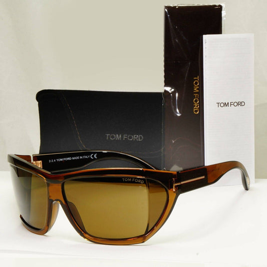 Tom Ford Sunglasses Sedgewick Brown Transparent Square Wrap FT0402 TF 402 48E