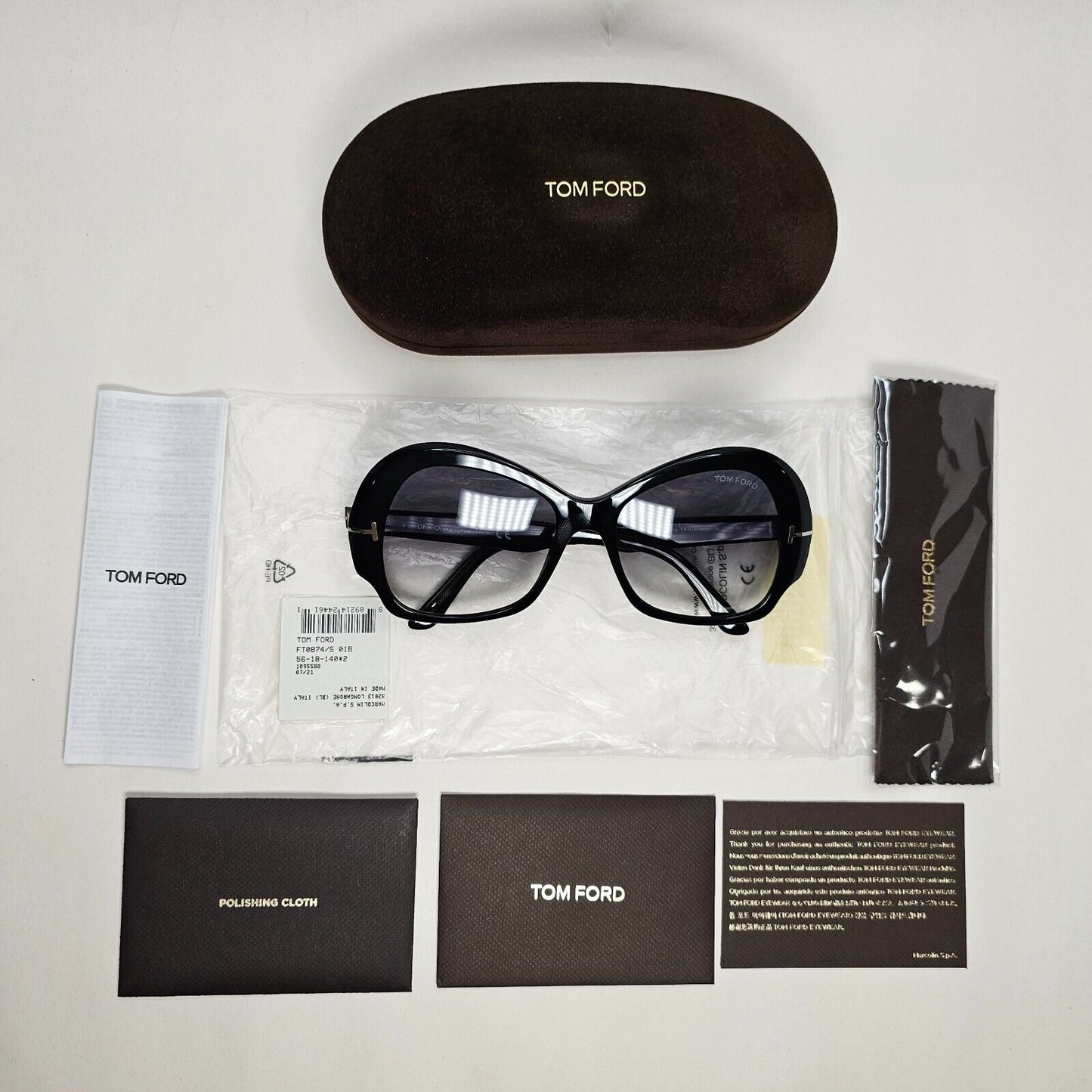 Tom Ford Sunglasses Zelda Black Glossy Grey Gradient Large FT0874 TF 874 01B