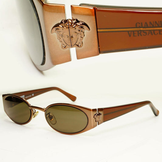 Gianni Versace 1996 Vintage Copper Brown Medusa Sunglasses MOD X30 COL 53M