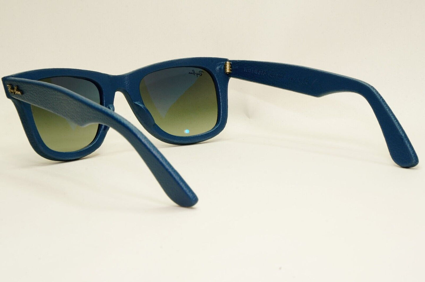 Ray-Ban Sunglasses Leather Wayfarer Year 2013 Rare Dark Blue RB 2140-Q-M 1168/71