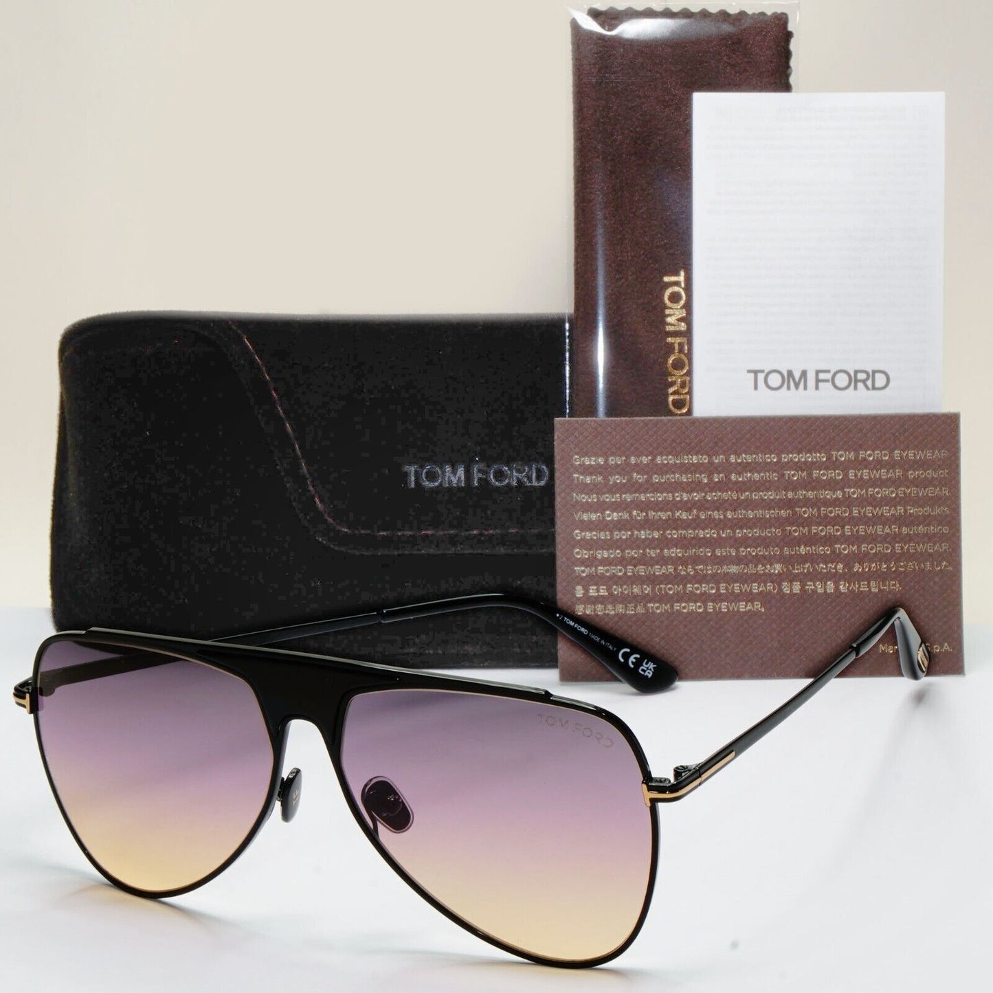 Tom Ford Sunglasses Ethan Black Grey Brown Gradient Pilot FT0935 TF 935 01B 60mm