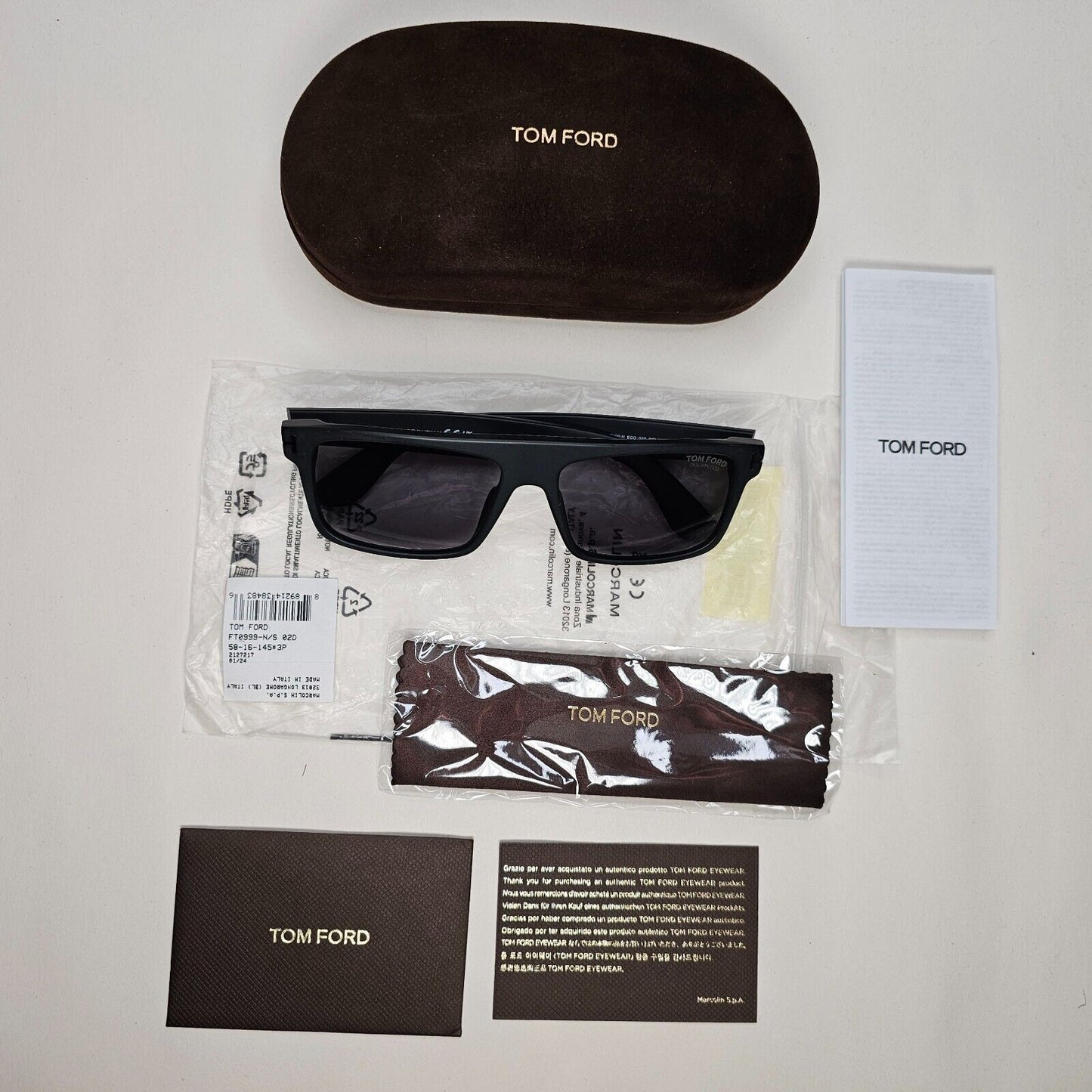 Tom Ford Sunglasses Black Polarised Matte Philippe-02 FT0999-N TF 999-N 02D 58mm