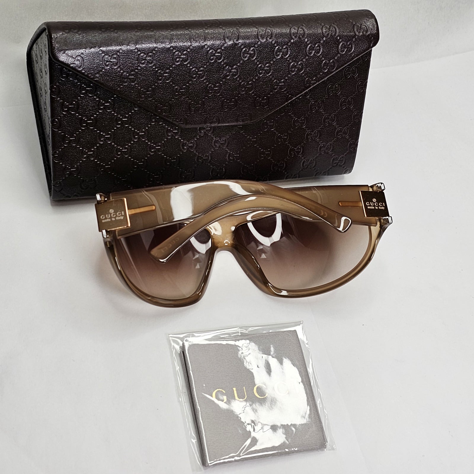 Gucci Sunglasses 2001 Vintage Brown Wrap Large Oversized GG 1562/S REP5E 270124