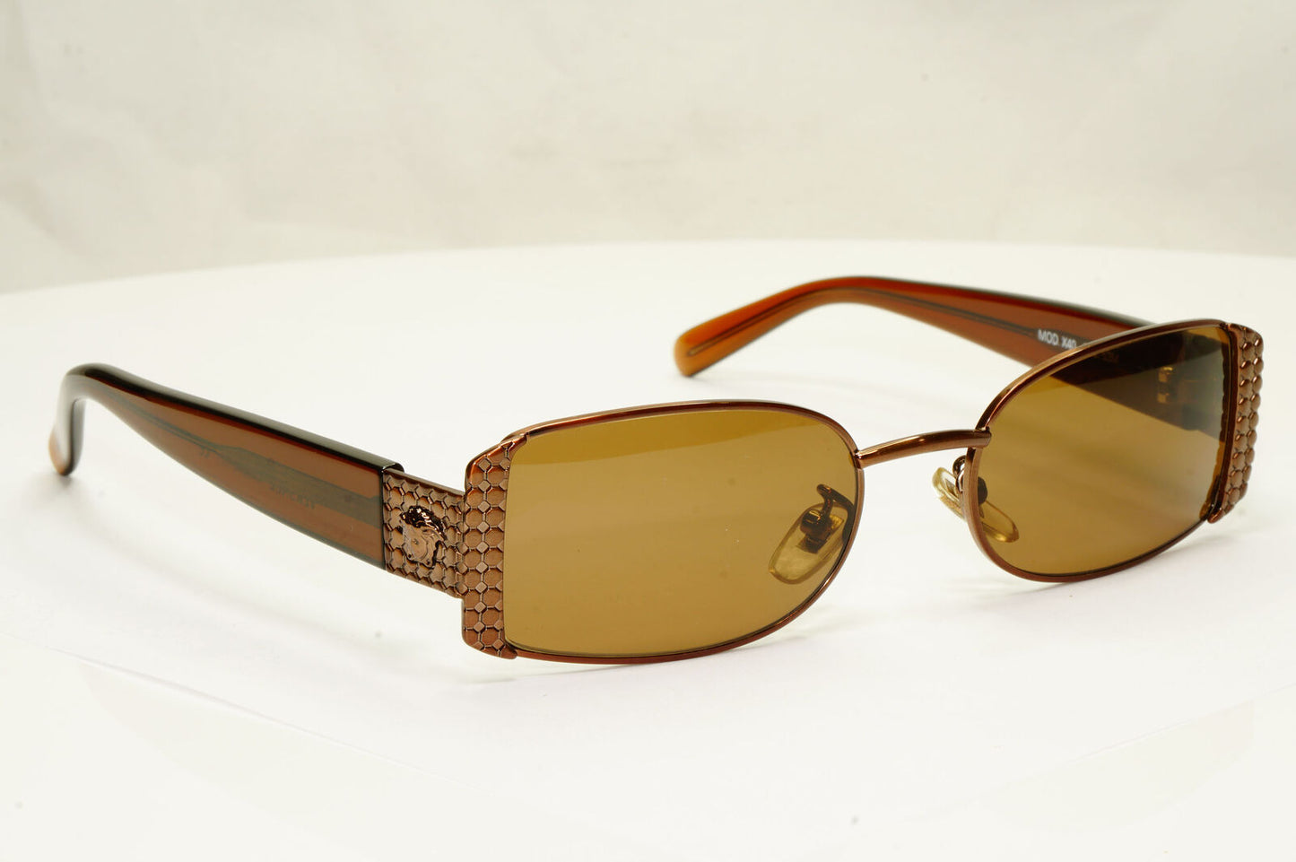 Gianni Versace 1996 Vintage Copper Medusa Brown Sunglasses MOD X40 COL 53M