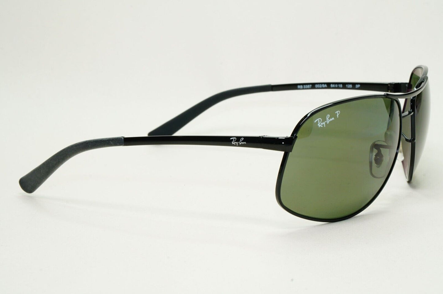 Ray-Ban Sunglasses 2013 Vintage Polarised Black Green Wrap Pilot RB 3387 64mm