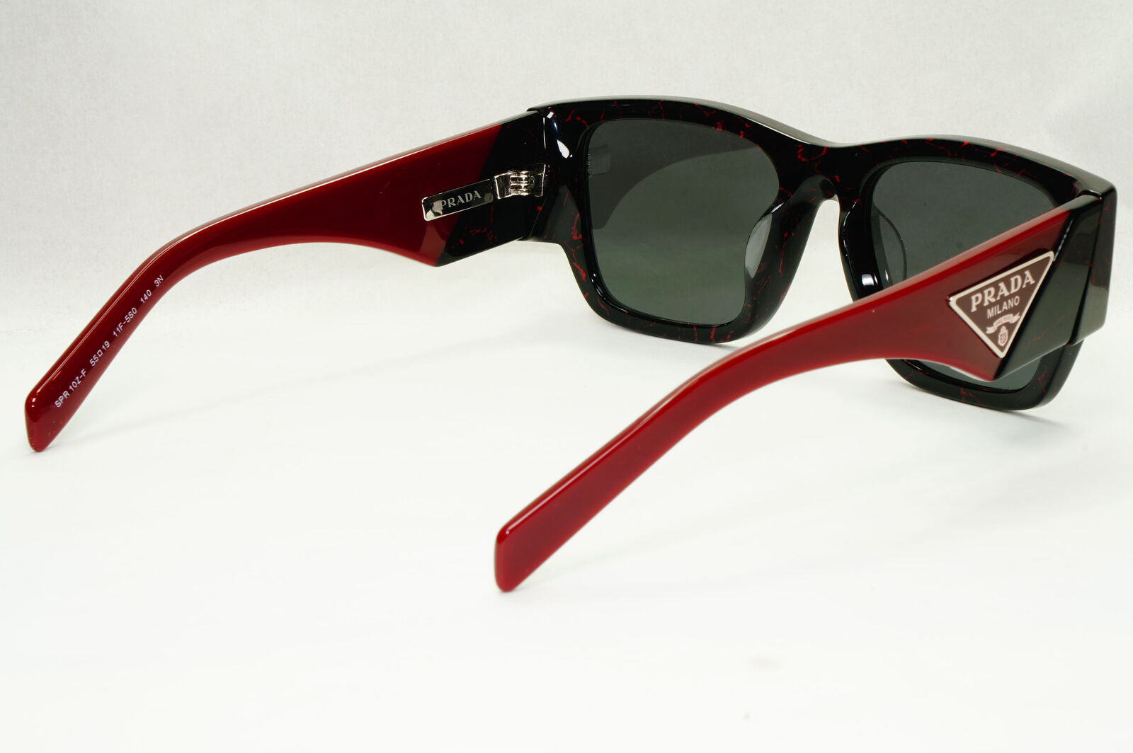 Prada Triangle Sunglasses Black Red Burgundy PR10ZS F SPR 10Z-F 11F-5S0