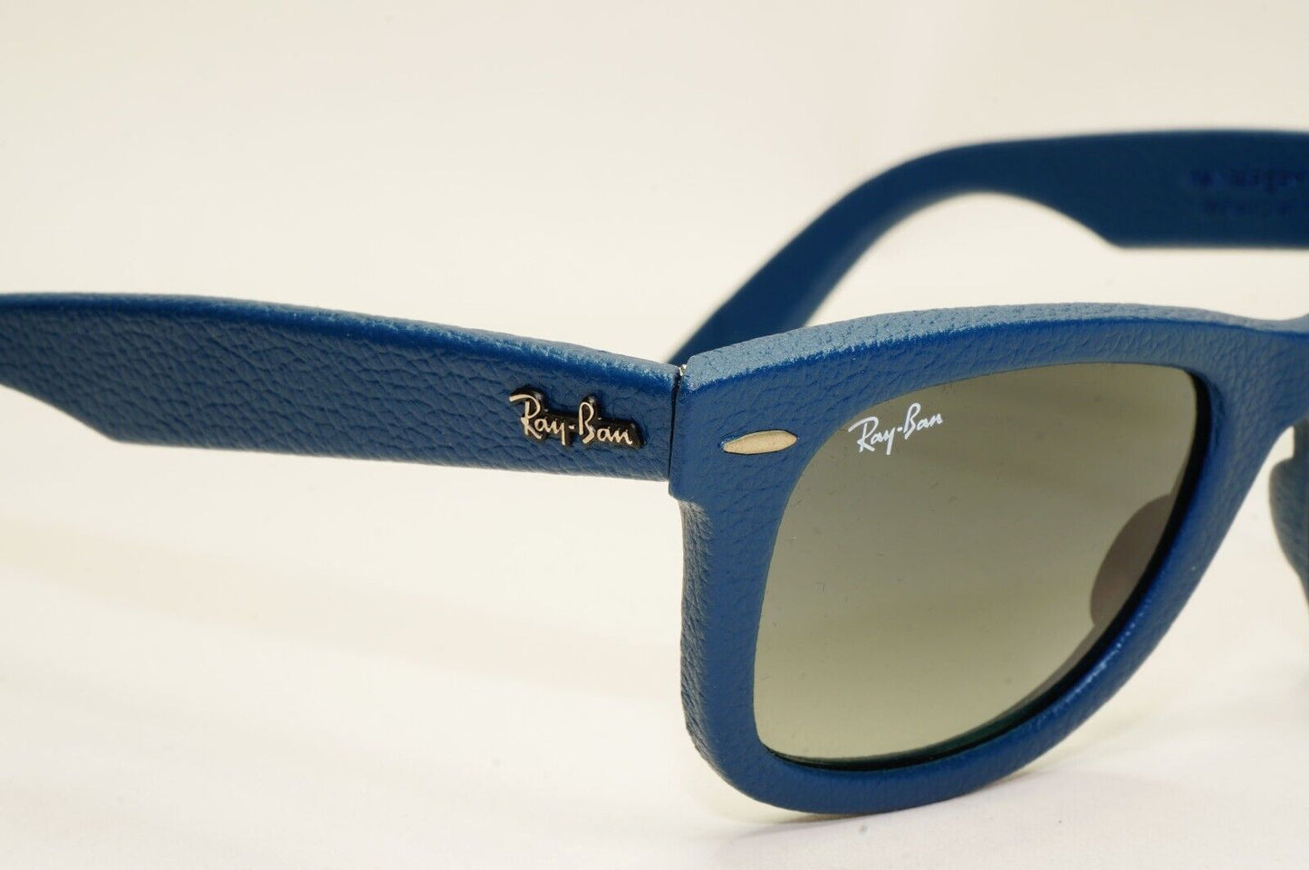 Ray-Ban Sunglasses Leather Wayfarer Year 2013 Rare Dark Blue RB 2140-Q-M 1168/71