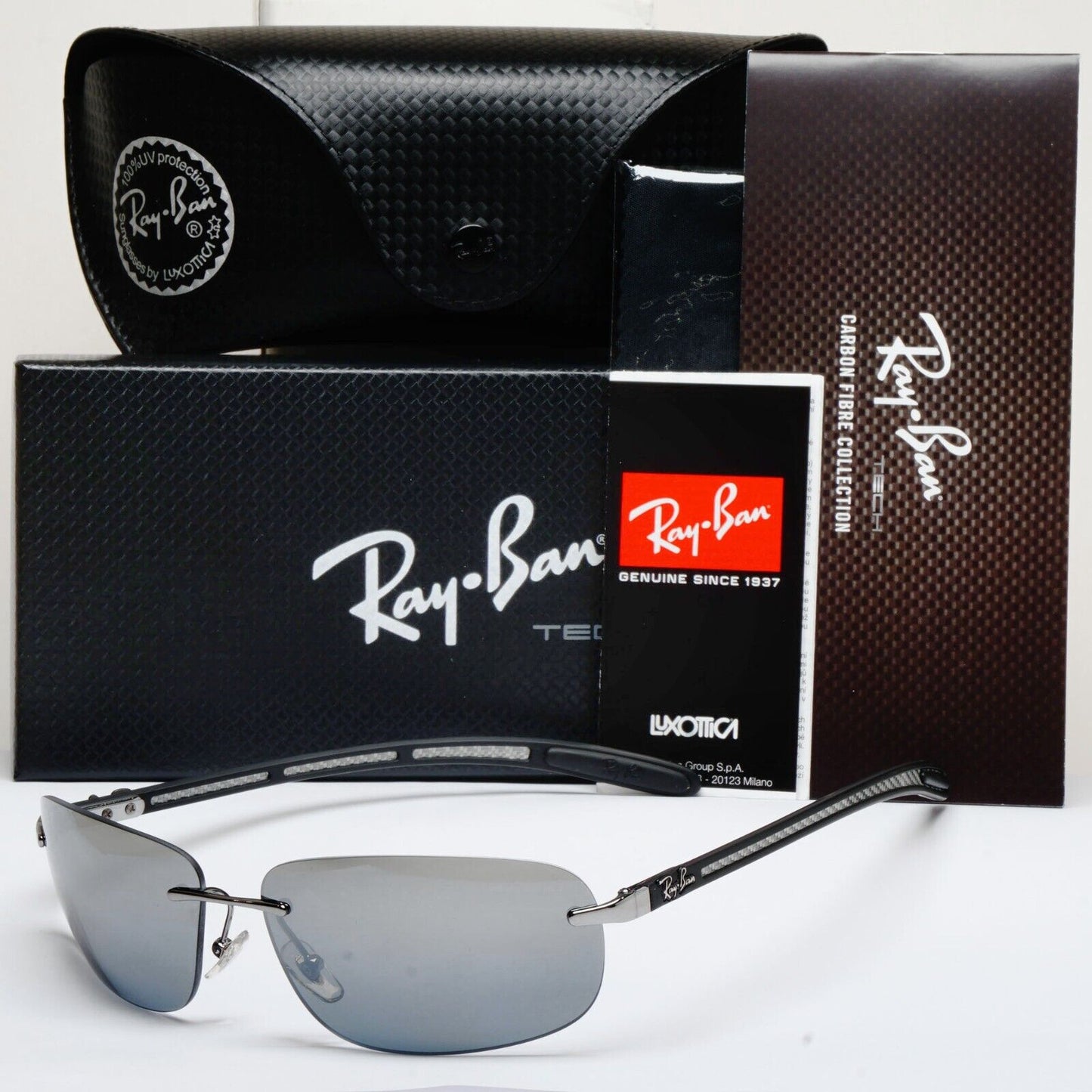 Ray-Ban Sunglasses 2011 Polarized Rimless Carbon Fibre Black RB 8303 004/82