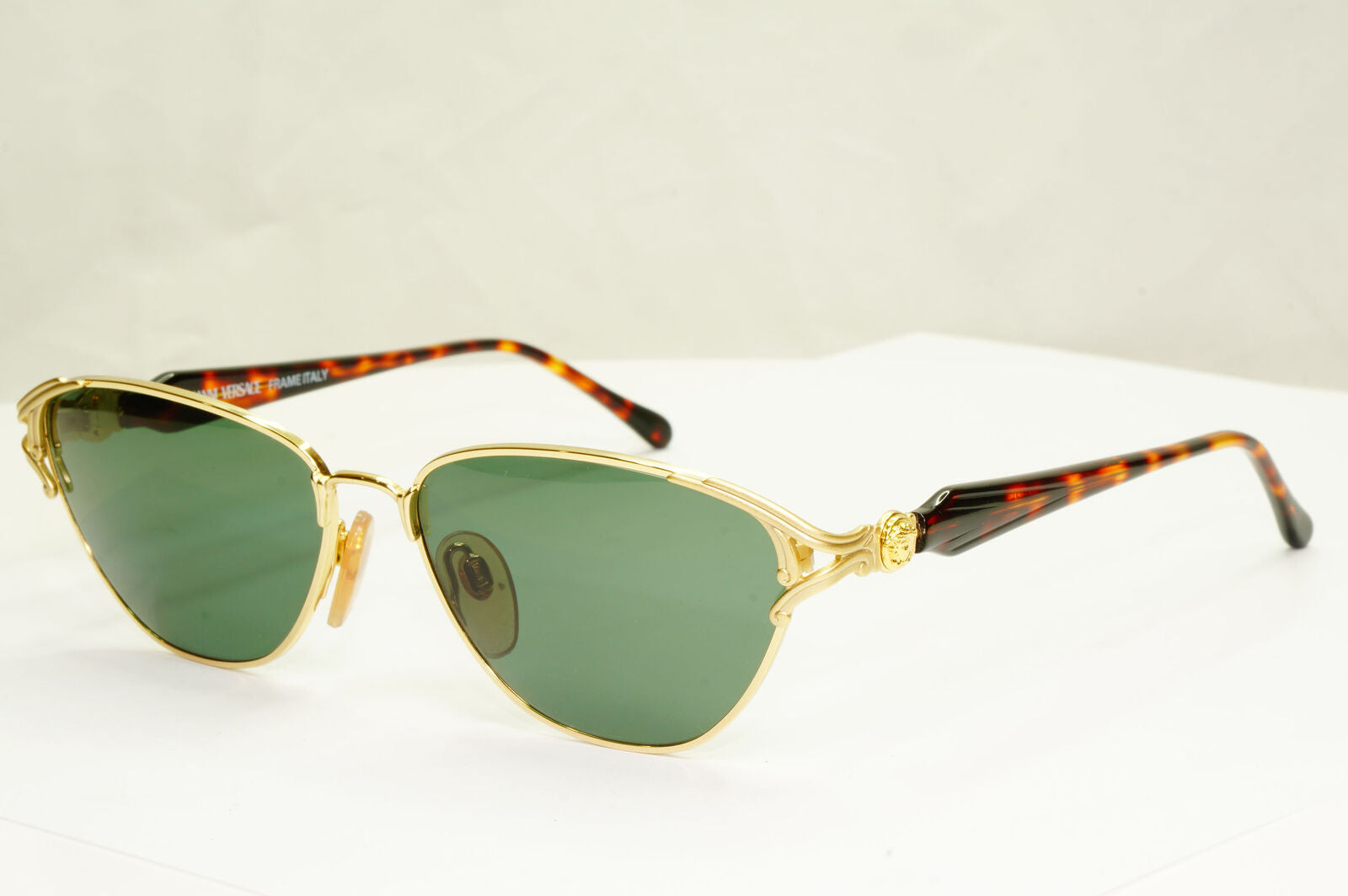 Gianni Versace 1995 Vintage Gold Medusa Green Brown Sunglasses MOD G35 COL 03L B