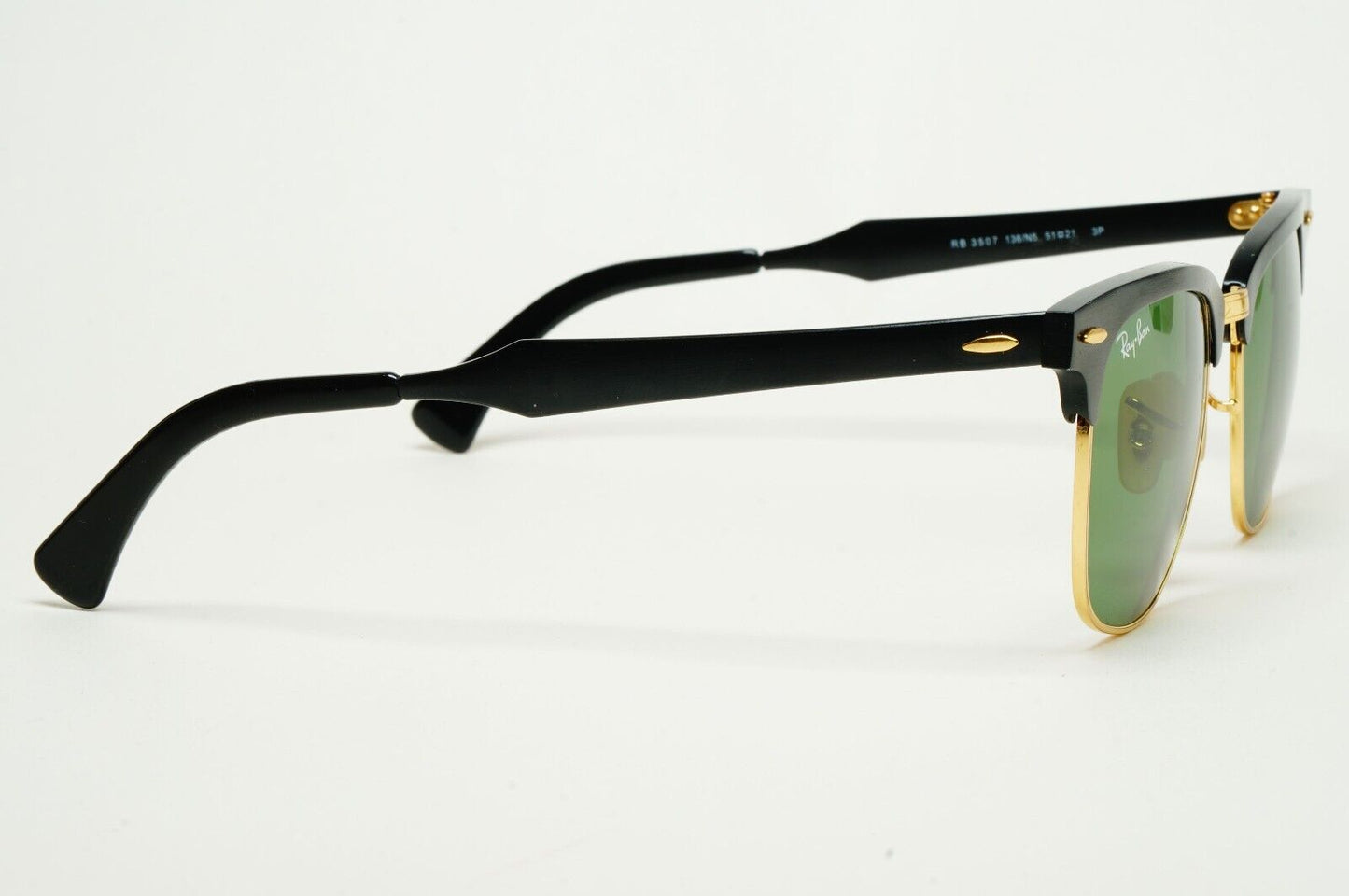 Ray-Ban Sunglasses Clubmaster Aluminum Black Gold Green RB 3507 136/N5 211124