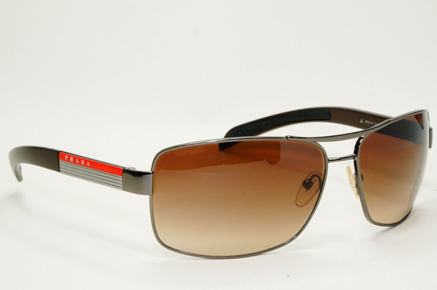 Prada Sunglasses Gunmetal Brown Wrap Navigator PS54IS SPS 54I 5AV-6S1 120824