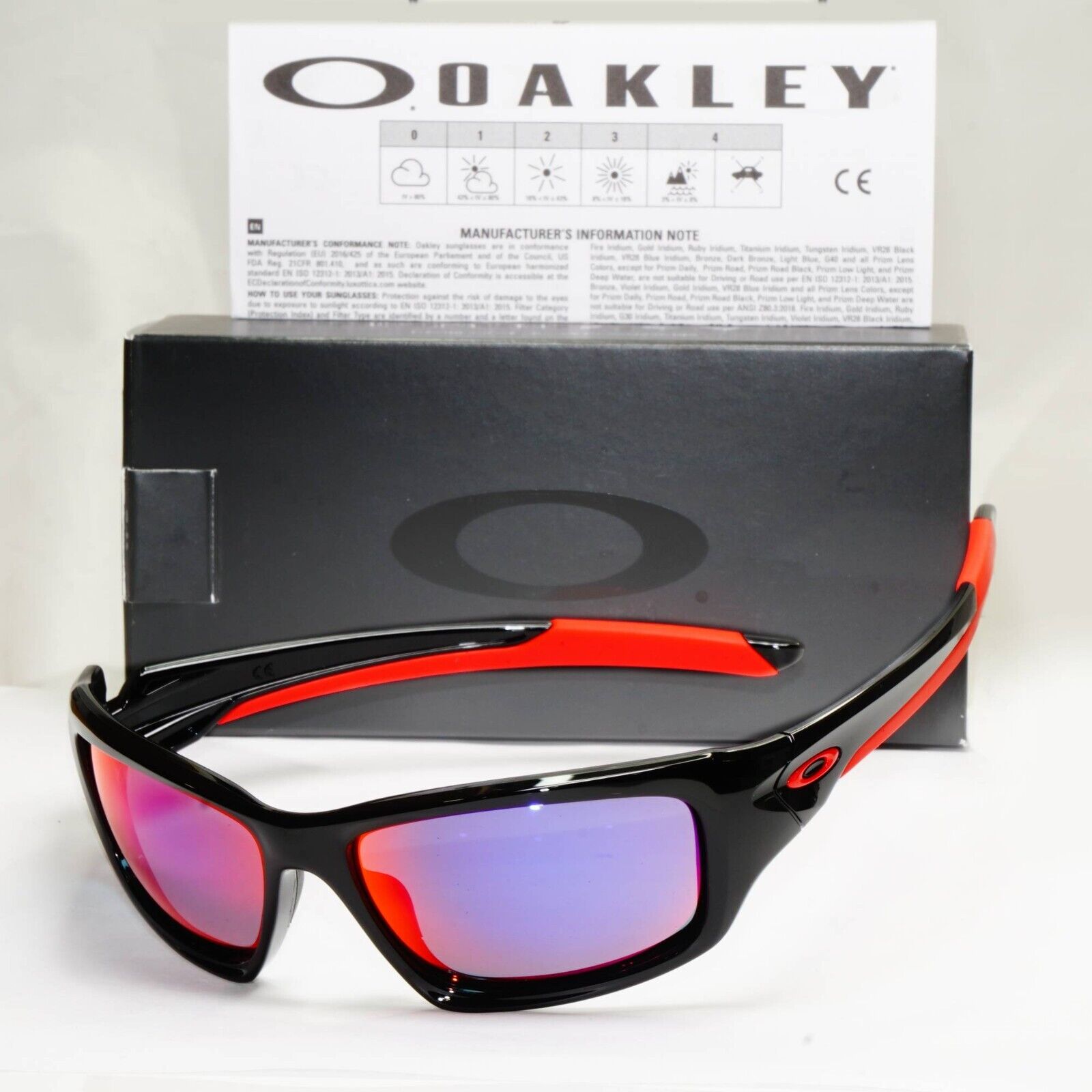 Authentic Oakley Mens Valve Sunglasses Black Red Iridium Mirror OO 9236-02 [A]