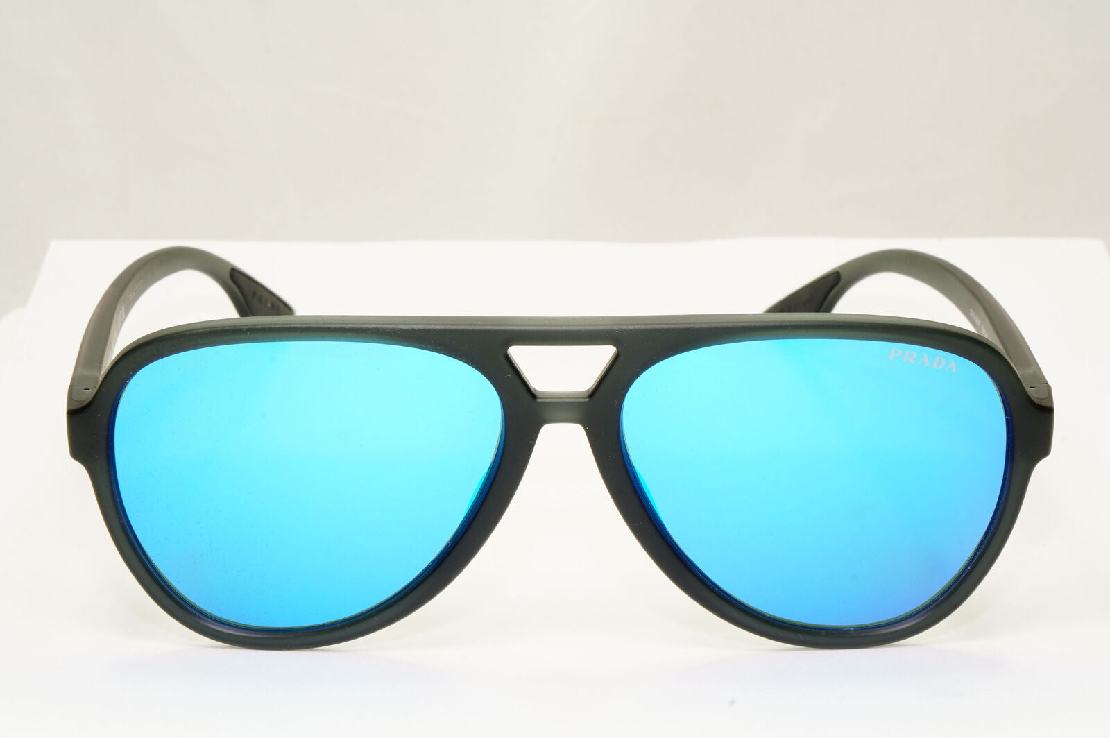 Prada Blue Mirror Sunglasses Pilot Transparent Grey PS06WS SPS 06W 13C-08R 59mm