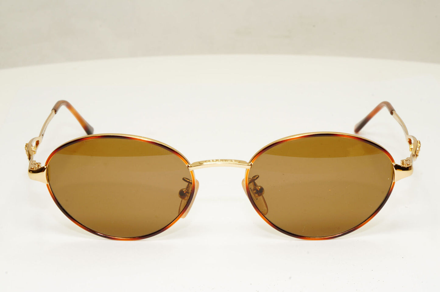 Gianni Versace 1995 Vintage Gold Medusa Brown Metal Sunglasses MOD G84 COL 07M