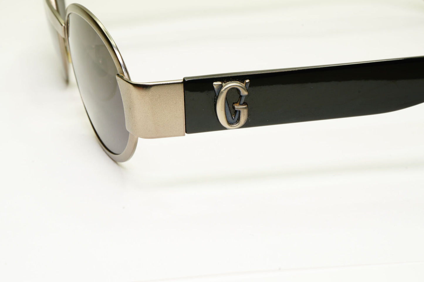 Gianni Versace 1996 Vintage Silver Black GV Metal Sunglasses MOD S48 COL 948